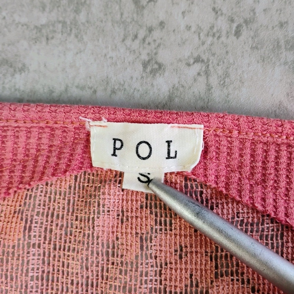 POL Waffle Knit Henley Shirt Womens Small Pink‎ Lace Mixed Media Boho Bohemian - Picture 5 of 10